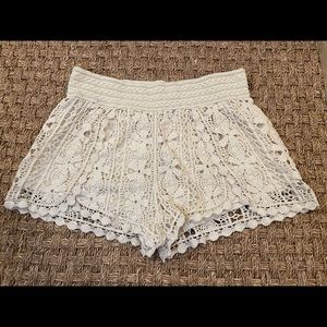 Lady Monkey Cream Colored Lace Shorts